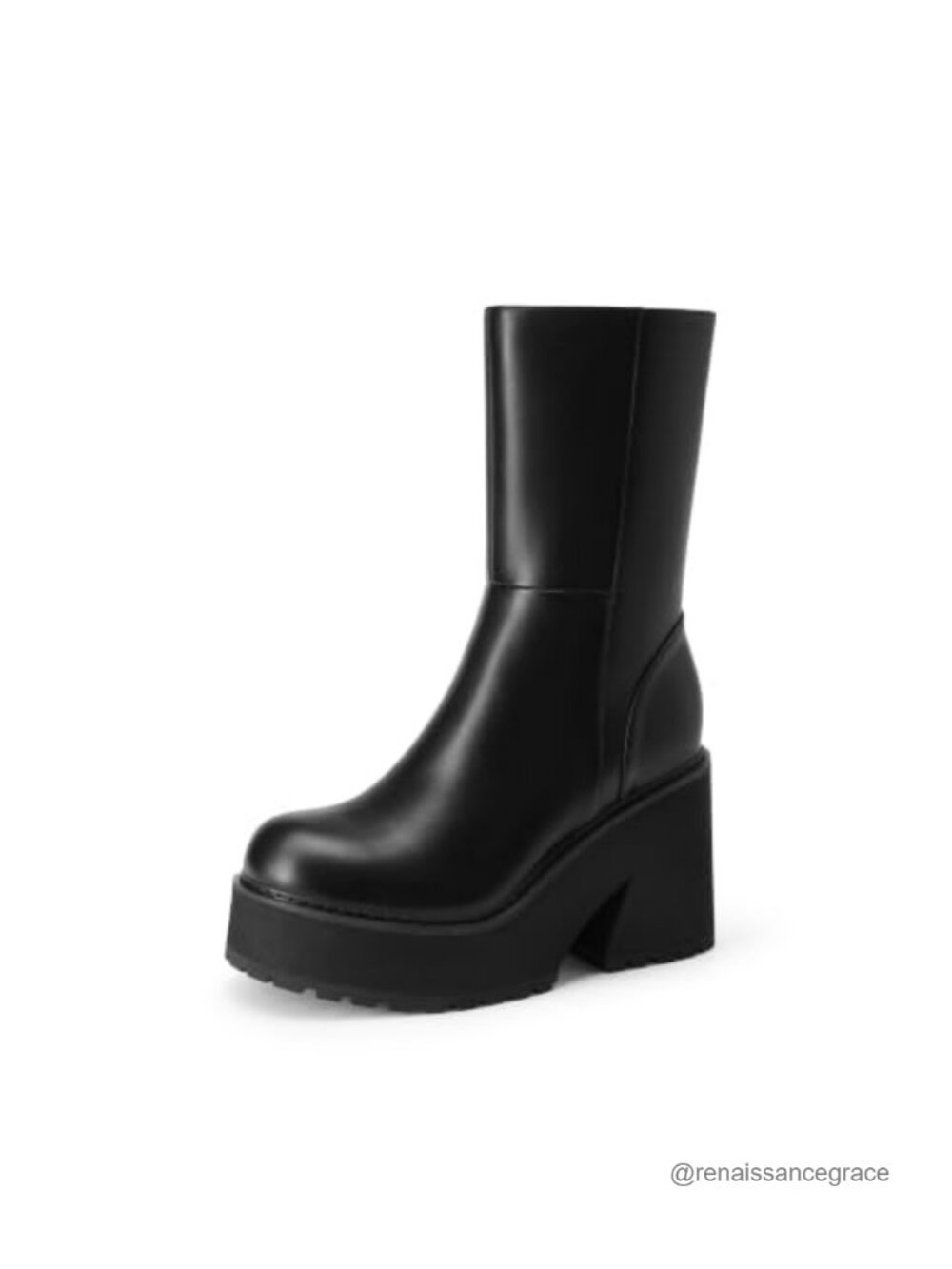 Faux Leather Platform Wedge Ankle Boots Chunky Heel Zip